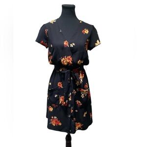 Xhilaration Black Floral Mini Dress GUC XS